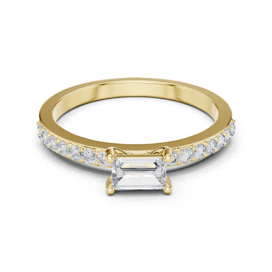 emerald cut diamond solitaire ring