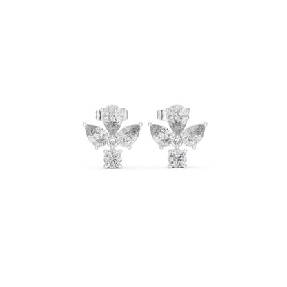 Round & Pear Cut Diamond Yellow Gold 14 K Earring For Wommen |pure carat