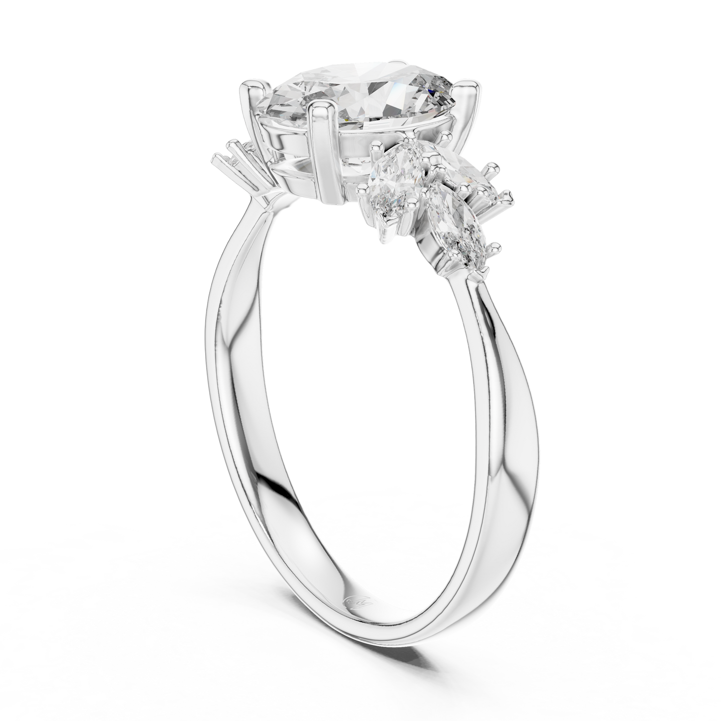 Oval Diamond Engagement Ring | 18K Rose Gold | Floral Marquise Side Stones – PureCarat