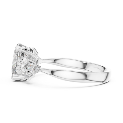 Oval Diamond Engagement Ring | 18K Rose Gold | Floral Marquise Side Stones – PureCarat