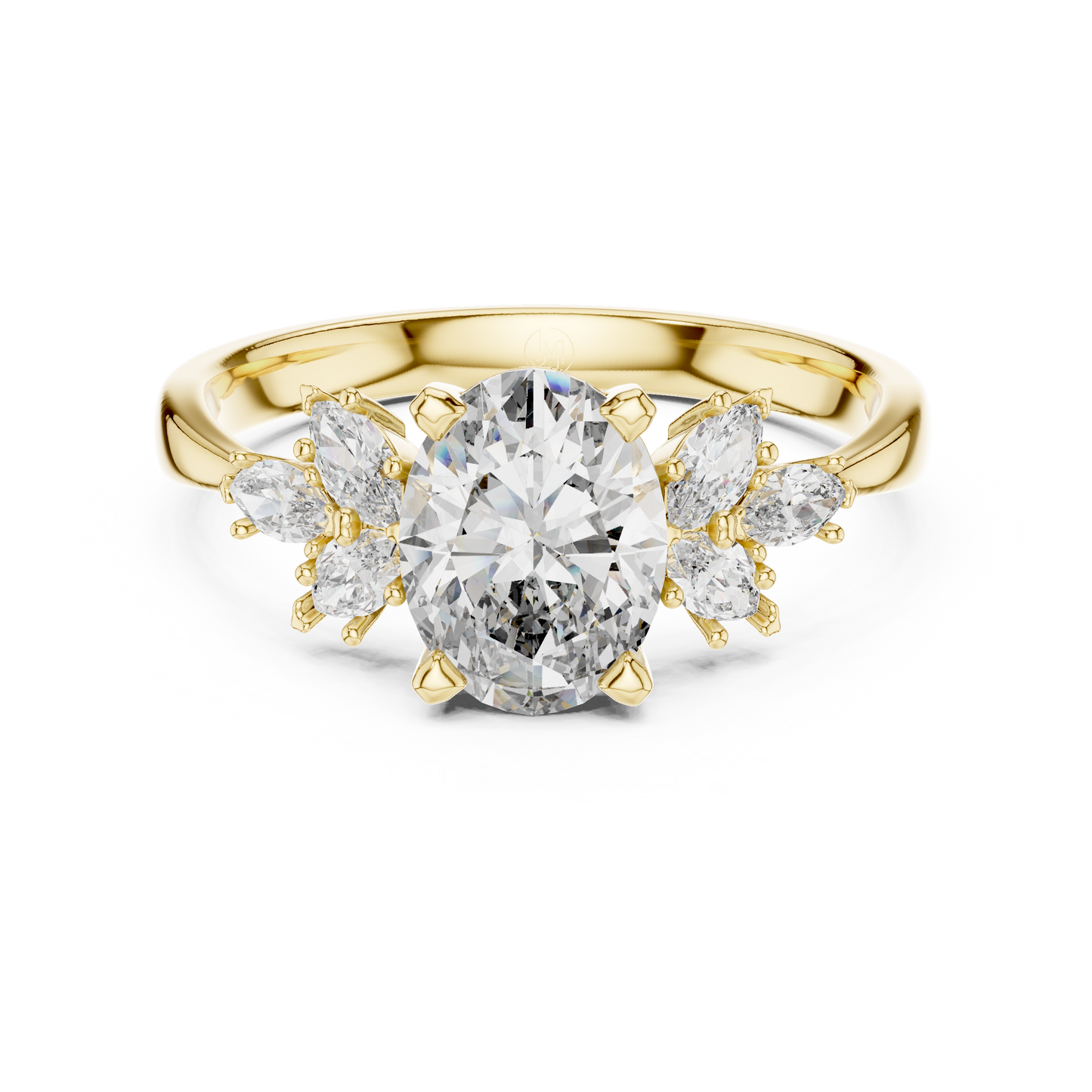 Oval Diamond Engagement Ring | 18K Rose Gold | Floral Marquise Side Stones – PureCarat