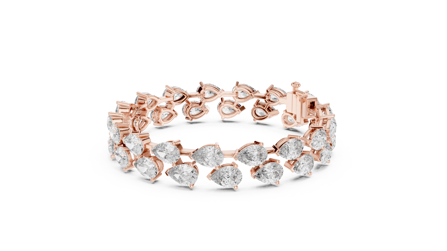 Pear Diamond Tennis Bracelet | 18K Rose Gold | Luxury Statement Sparkle – PureCarat