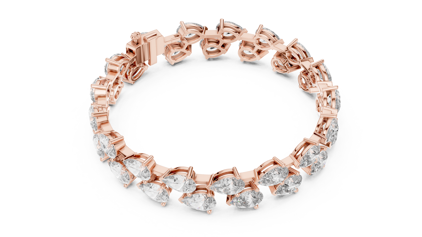 Pear Diamond Tennis Bracelet | 18K Rose Gold | Luxury Statement Sparkle – PureCarat