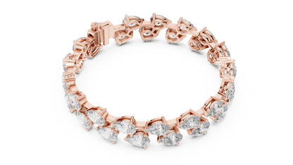 Pear Diamond Tennis Bracelet | 18K Rose Gold | Luxury Statement Sparkle – PureCarat