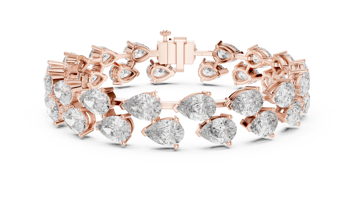 Pear Diamond Tennis Bracelet | 18K Rose Gold | Luxury Statement Sparkle – PureCarat
