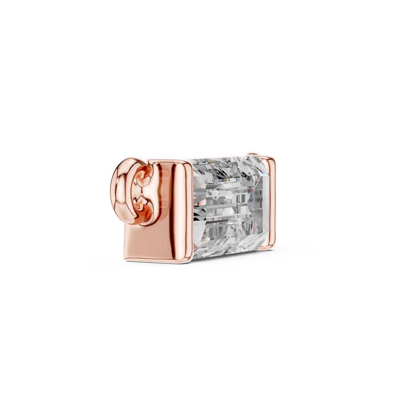 Emerald Cut Diamond Charm Pendant | 18K Rose Gold | Minimal Luxe Design – PureCarat