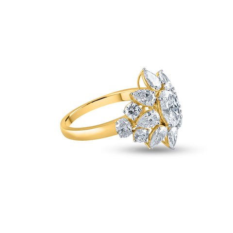 14 Sunburst or Floral Cluster Diamond Ring.