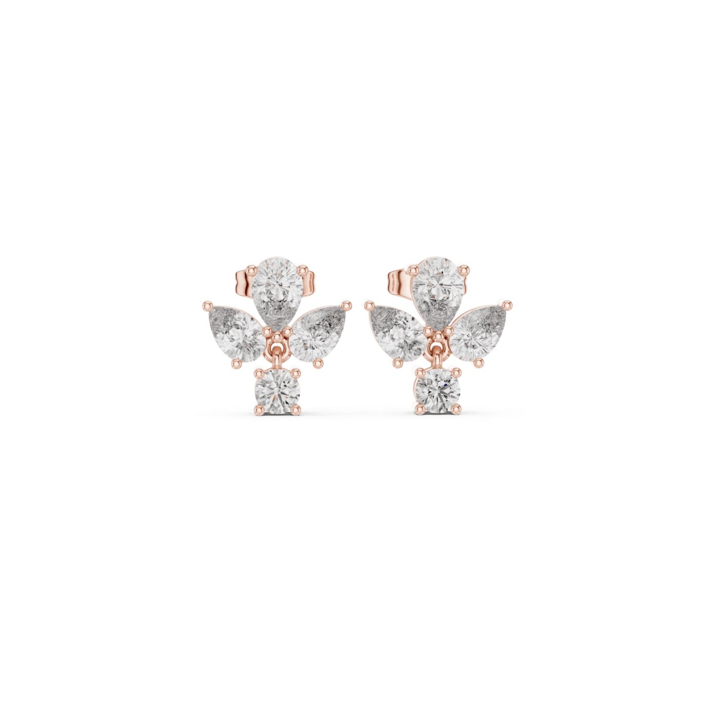 Round & Pear Cut Diamond Yellow Gold 14 K Earring For Wommen |pure carat