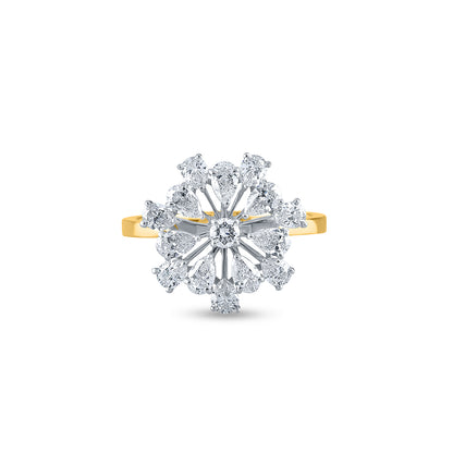 9ct yellow gold floral diamond cluster ring with flower design