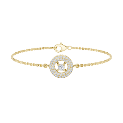 Round Cut Dimound Bracelet 14 K Yellow Gold Braclelet For Wommen - pure carat