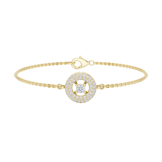 Round Cut Dimound Bracelet 14 K Yellow Gold Braclelet For Wommen - pure carat