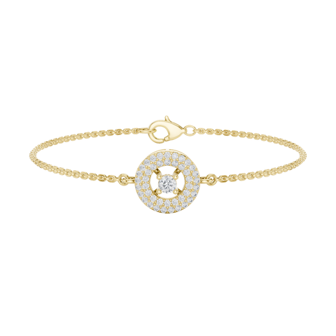 Round Cut Dimound Bracelet 14 K Yellow Gold Braclelet For Wommen - pure carat