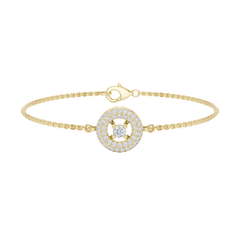 Round Cut Dimound Bracelet 14 K Yellow Gold Braclelet For Wommen - pure carat