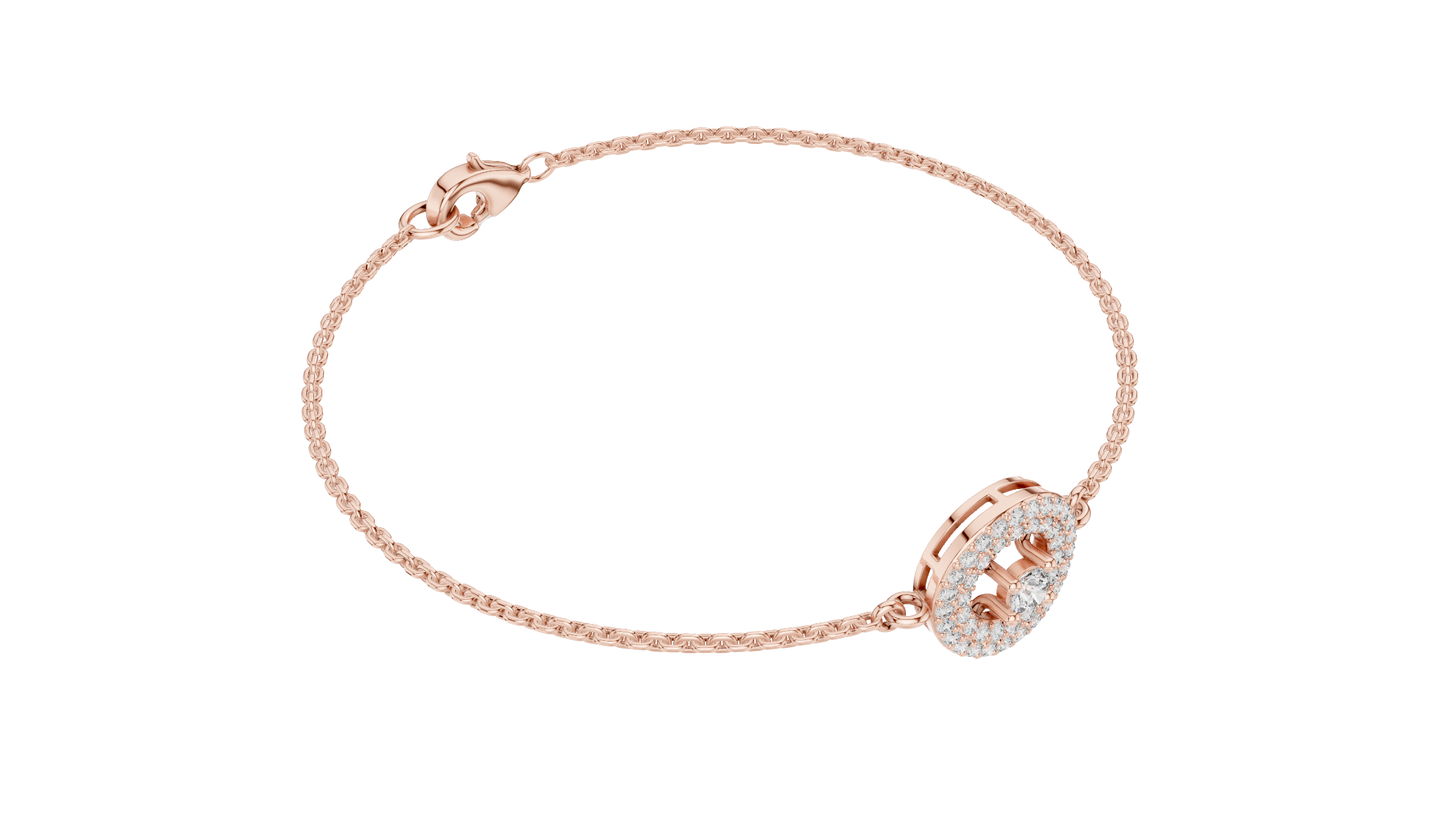 Round Cut Dimound Bracelet 14 K Yellow Gold Braclelet For Wommen - pure carat