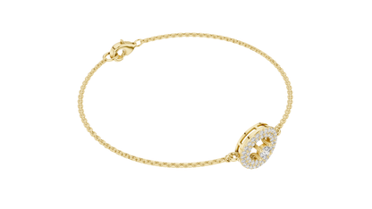 Round Cut Dimound Bracelet 14 K Yellow Gold Braclelet For Wommen - pure carat