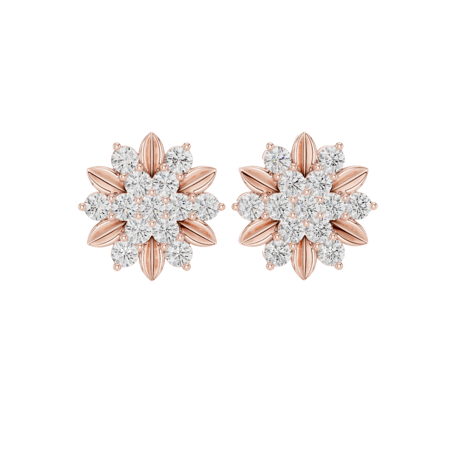 Round Cut Dimound Earring 14 K Yellow Gold For Wommen Earring - pure carat