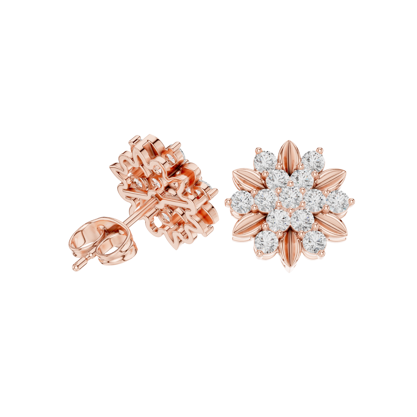 Round Cut Dimound Earring 14 K Yellow Gold For Wommen Earring - pure carat