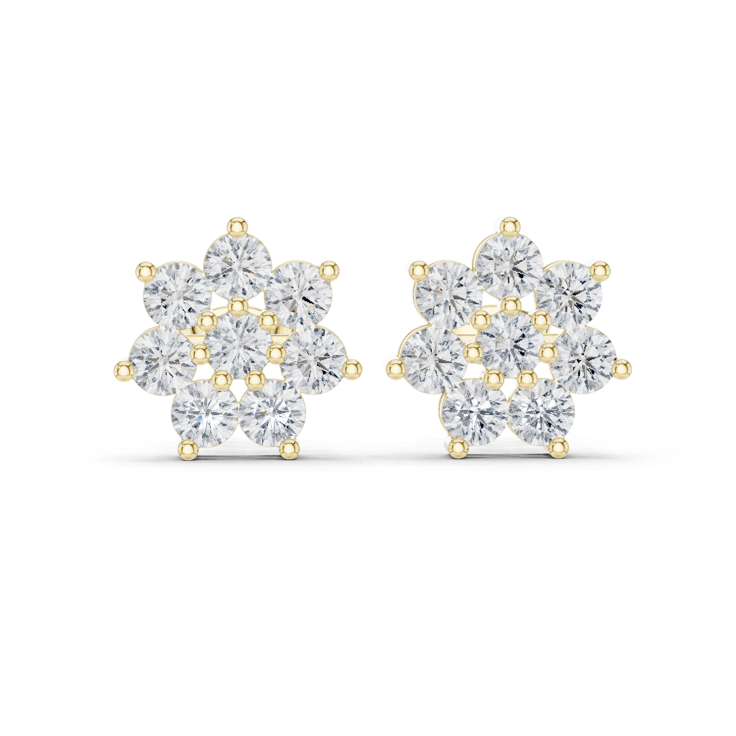 Round Cut Diamond Yellow Gold 14 K Earring For Wommen |pure carat