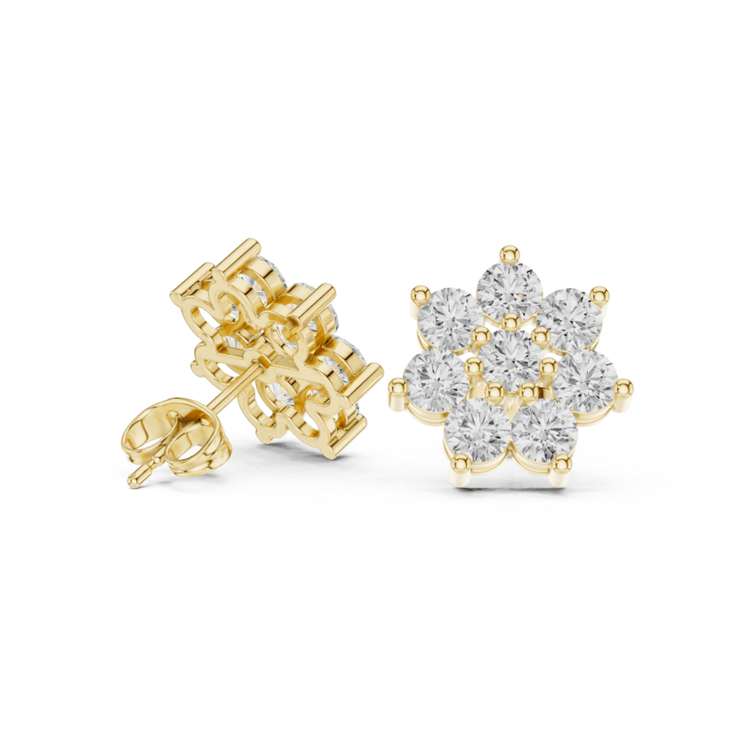 Round Cut Diamond Yellow Gold 14 K Earring For Wommen |pure carat