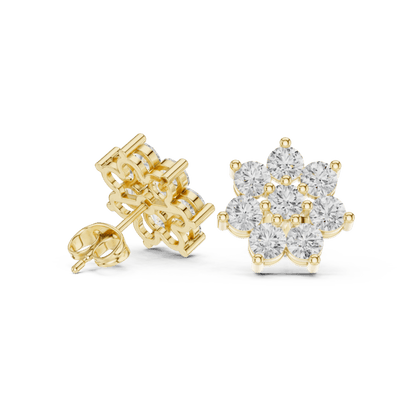 Round Cut Diamond Yellow Gold 14 K Earring For Wommen |pure carat