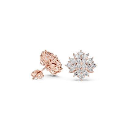 Round / MRQ Cut Diamond Rose Gold 14 K Earring For Wommen |pure carat