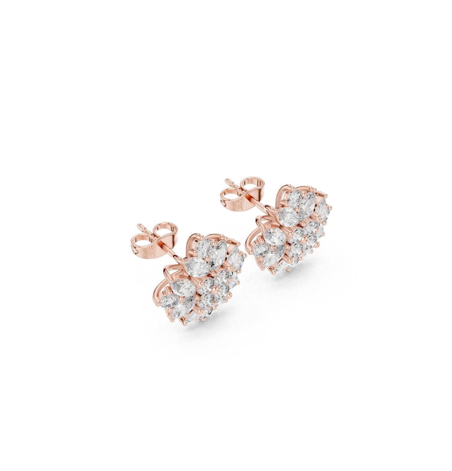 Round / MRQ Cut Diamond Rose Gold 14 K Earring For Wommen |pure carat