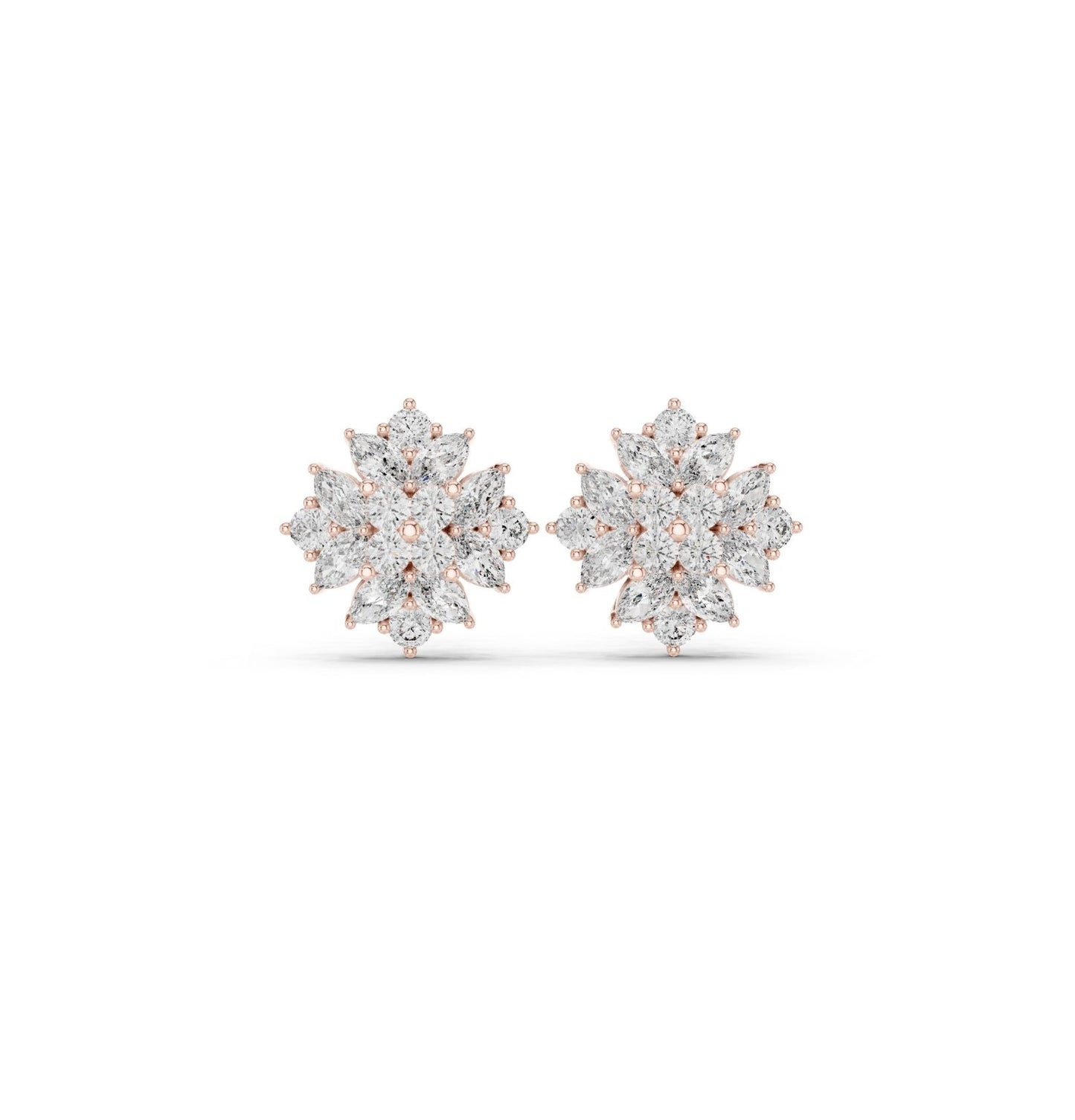 Round / MRQ Cut Diamond Rose Gold 14 K Earring For Wommen |pure carat