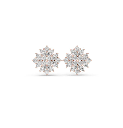 Round / MRQ Cut Diamond Rose Gold 14 K Earring For Wommen |pure carat