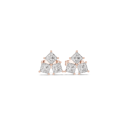 Princess Cut Diamond Yellow Gold 14 K Earring For Wommen |pure carat