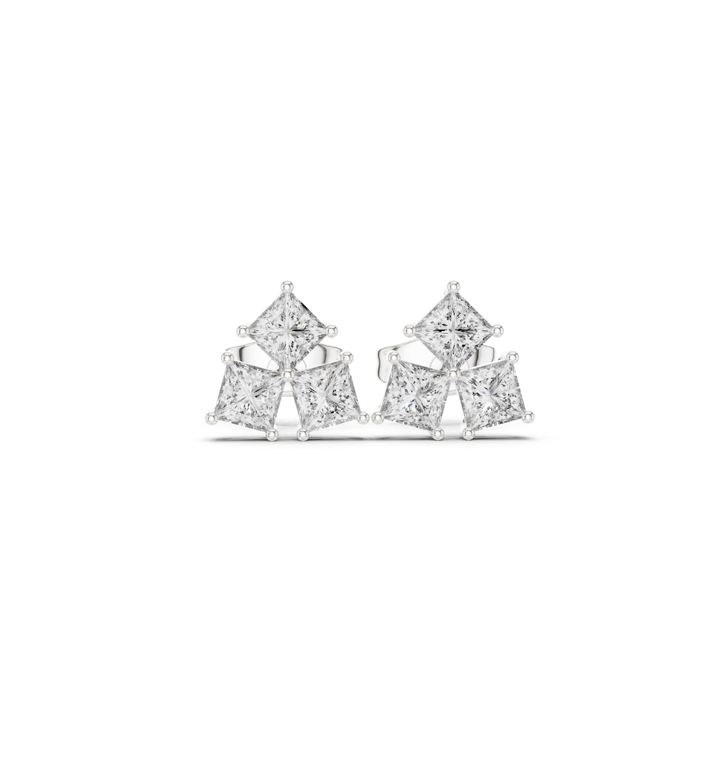 Princess Cut Diamond Yellow Gold 14 K Earring For Wommen |pure carat
