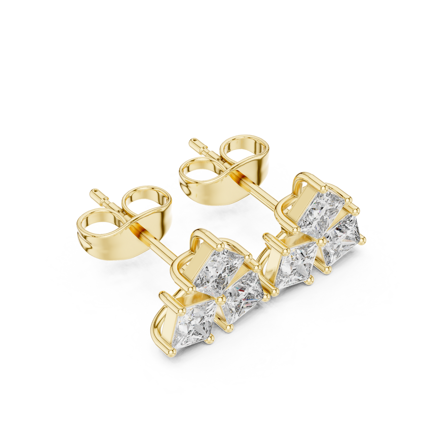 Princess Cut Diamond Yellow Gold 14 K Earring For Wommen |pure carat