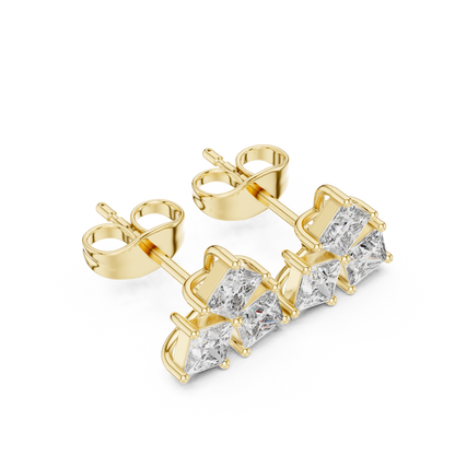 Princess Cut Diamond Yellow Gold 14 K Earring For Wommen |pure carat