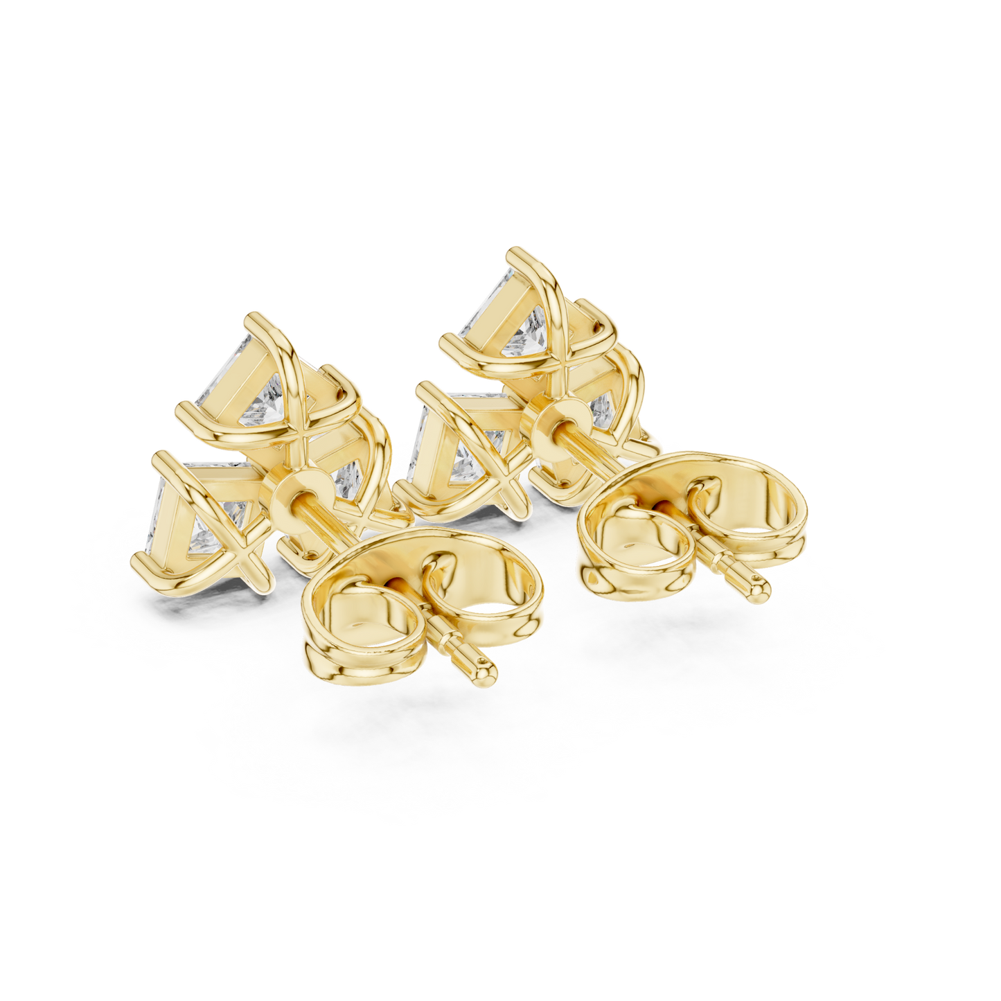 Princess Cut Diamond Yellow Gold 14 K Earring For Wommen |pure carat