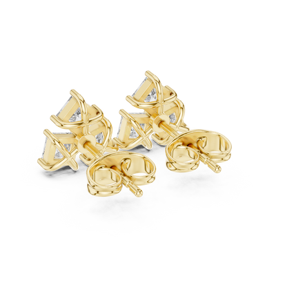 Princess Cut Diamond Yellow Gold 14 K Earring For Wommen |pure carat