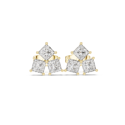 Princess Cut Diamond Yellow Gold 14 K Earring For Wommen |pure carat