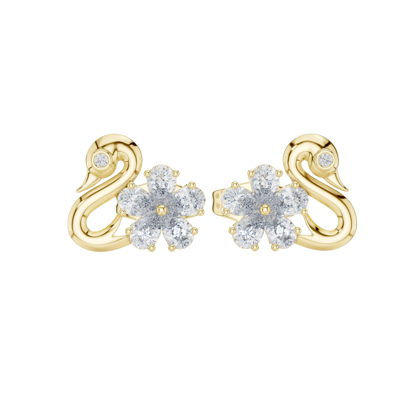 Round Cut Dimound Earring 14 K Gold For Wommen Earring -pure carat