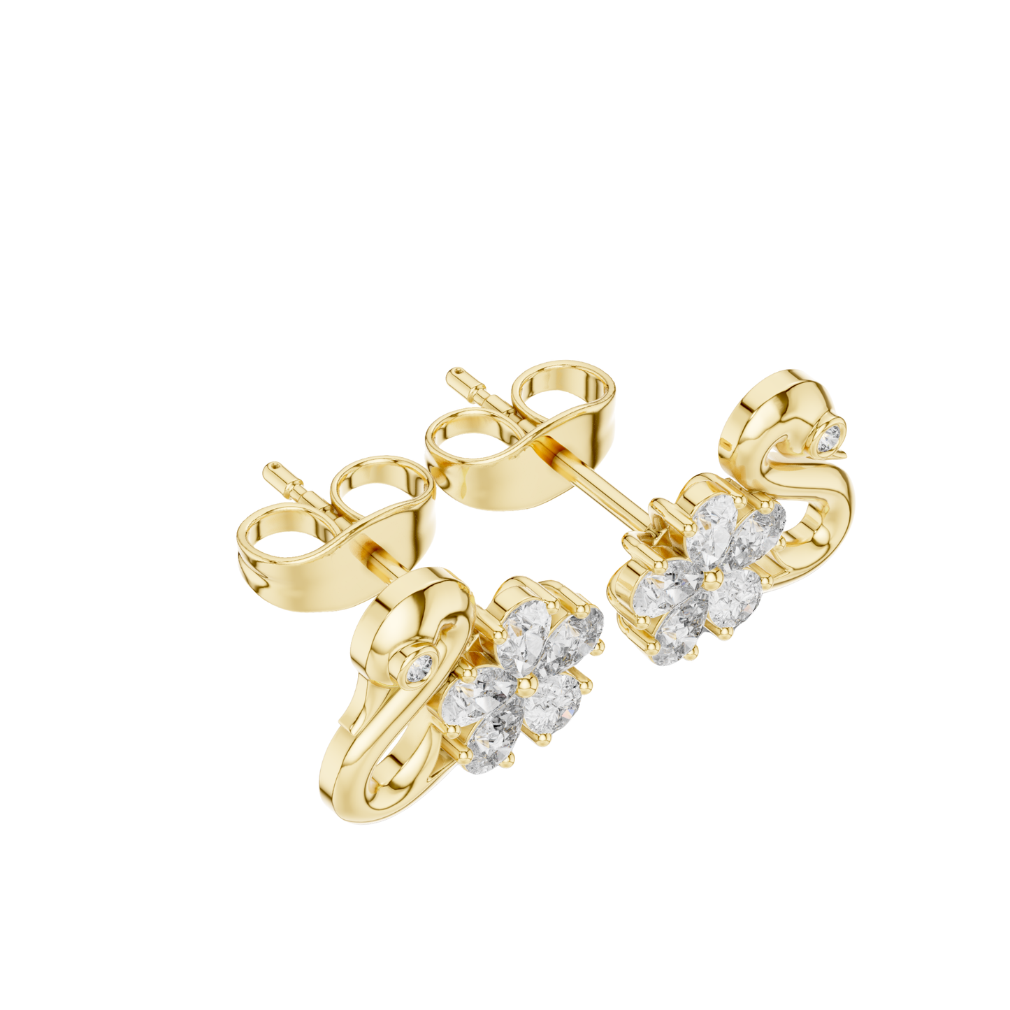 Round Cut Dimound Earring 14 K Gold For Wommen Earring -pure carat