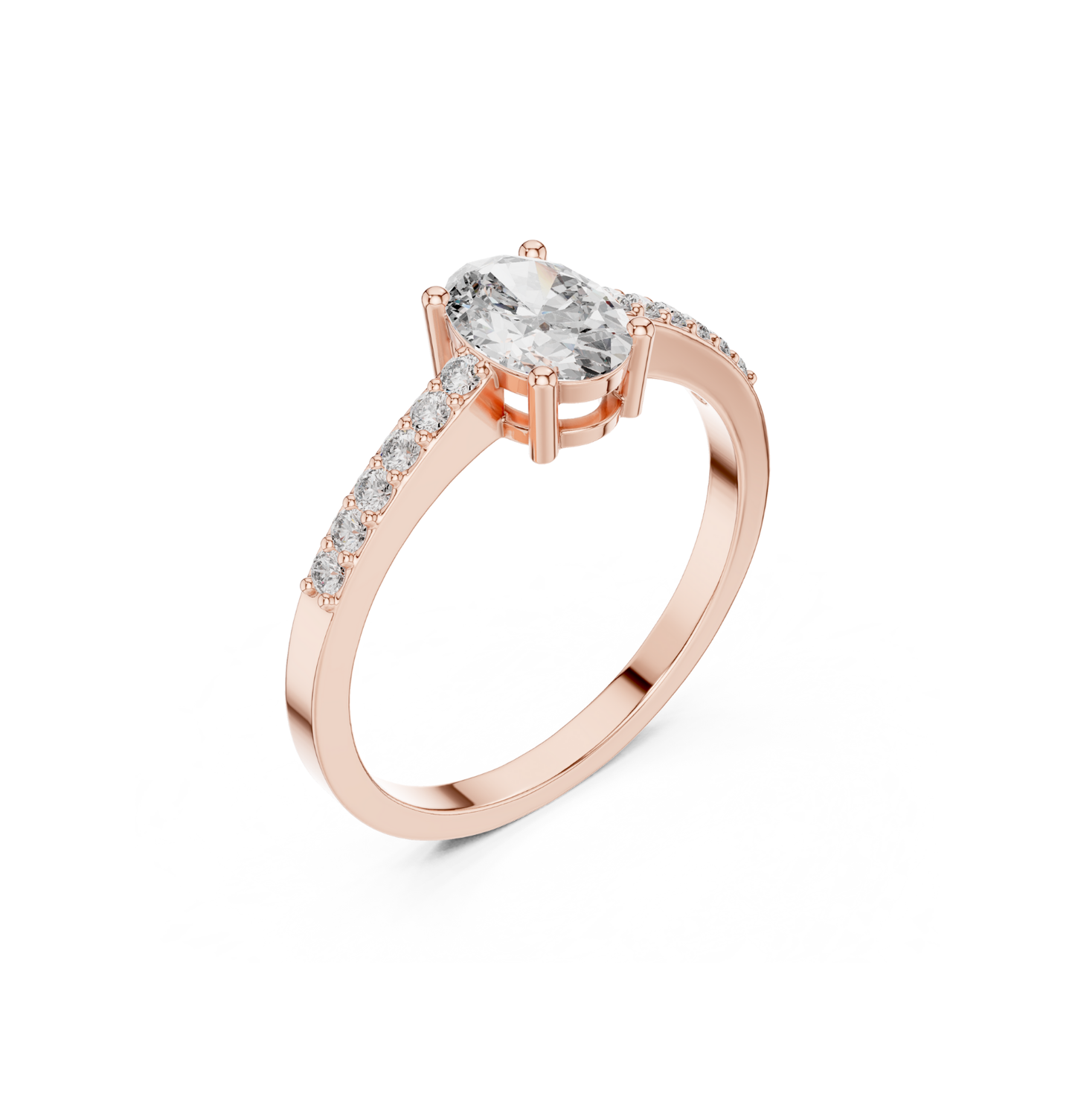 Round / Oval Cut Diamond Ring 14 K Pink Ring For Wommen |pure carat