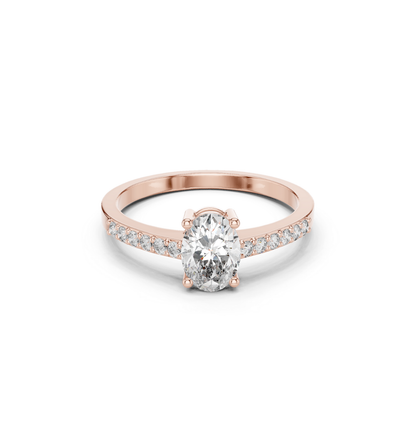 Round / Oval Cut Diamond Ring 14 K Pink Ring For Wommen |pure carat