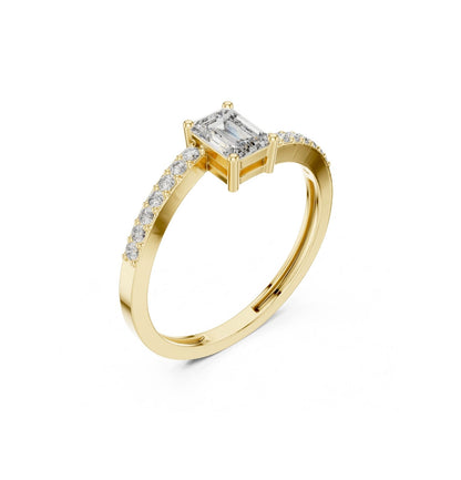 Emerald / Round Cut Diamond Rose Gold 14 K Pink Gold Ring For Wommen |pure carat