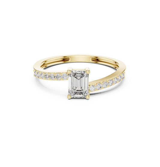 Emerald / Round Cut Diamond Rose Gold 14 K Pink Gold Ring For Wommen |pure carat