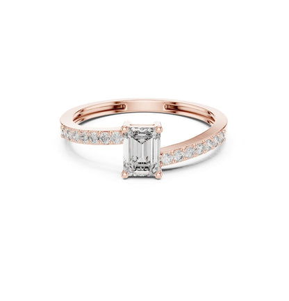 Emerald / Round Cut Diamond Rose Gold 14 K Pink Gold Ring For Wommen |pure carat