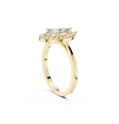 Round / PRS  Cut Diamond Yellow Gold 14 K Ring For Wommen |pure carat
