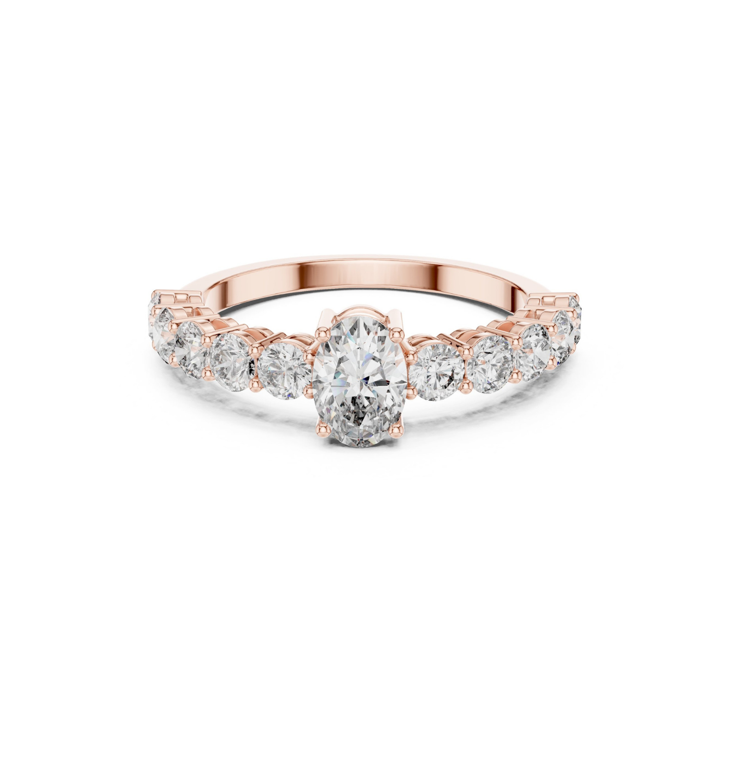 Round / Oval Cut Diamond Pink Gold 14 K Ring For Wommen |pure carat