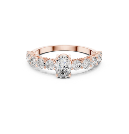 Round / Oval Cut Diamond Pink Gold 14 K Ring For Wommen |pure carat