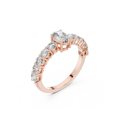 Round / Oval Cut Diamond Pink Gold 14 K Ring For Wommen |pure carat