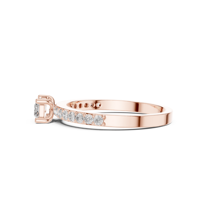 Baguette & Round  Cut Diamond Pink Gold 14 K Ring For Wommen |pure carat