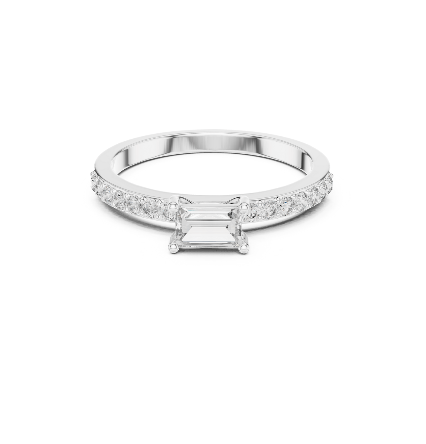 Baguette & Round  Cut Diamond Pink Gold 14 K Ring For Wommen |pure carat