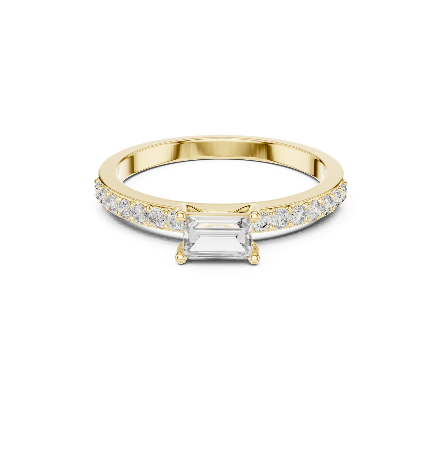 Baguette & Round  Cut Diamond Pink Gold 14 K Ring For Wommen |pure carat