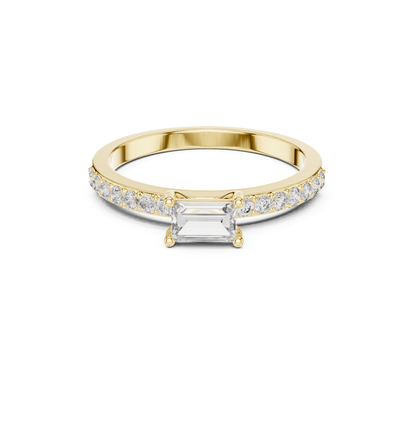 Baguette & Round  Cut Diamond Pink Gold 14 K Ring For Wommen |pure carat